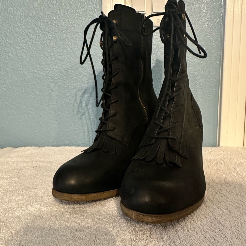 DENIM & SUPPLY Ralph Lauren MESA Kiltie Lace Up Combat Heeled Boots 11B.
